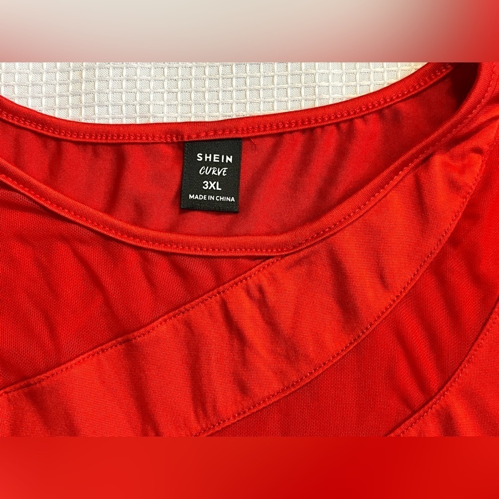 SHEIN Curve Plus Size Red Long Sleeve Sheer Mesh Splicing Bodysuit Women’s 3XL - Picture 3 of 16